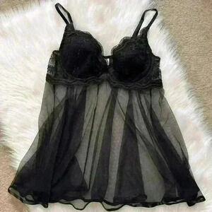Intimate Attitudes Vintage Black Babydoll Satin Edge XL